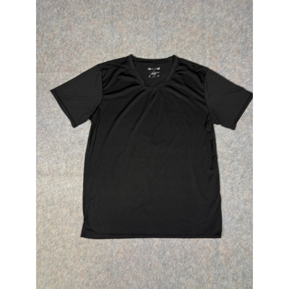 Real‎ Essentials V-Neck Shirt Mens XL Black Activewear Performance Workout Tee
